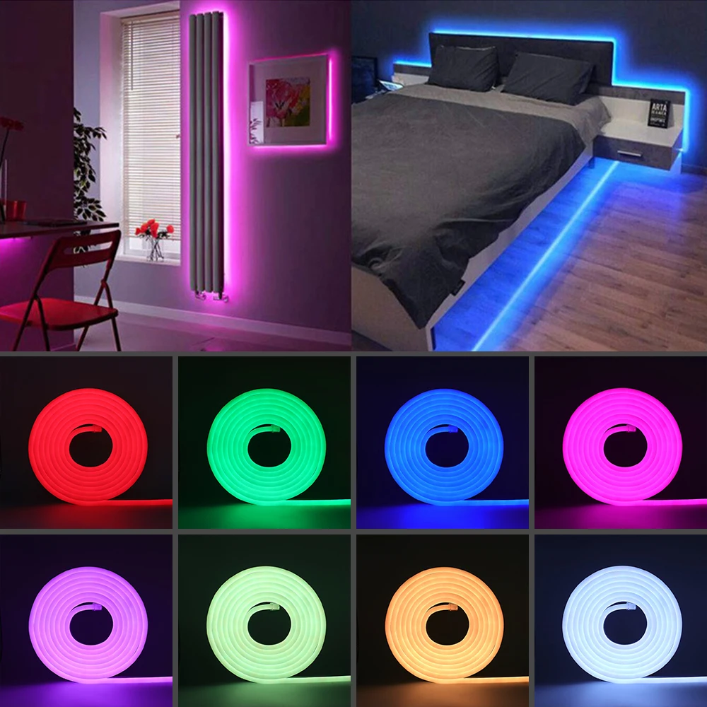 LED Strip 12V 2835 Neon Light Sign 120LEDs/M IP67 Waterproof Flexible Silicone Neon Rope Lights White Warm White DIY Diode Tape