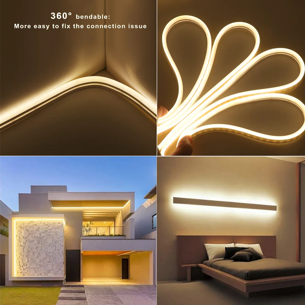 LED Strip 12V 2835 Neon Light Sign 120LEDs/M IP67 Waterproof Flexible Silicone Neon Rope Lights White Warm White DIY Diode Tape