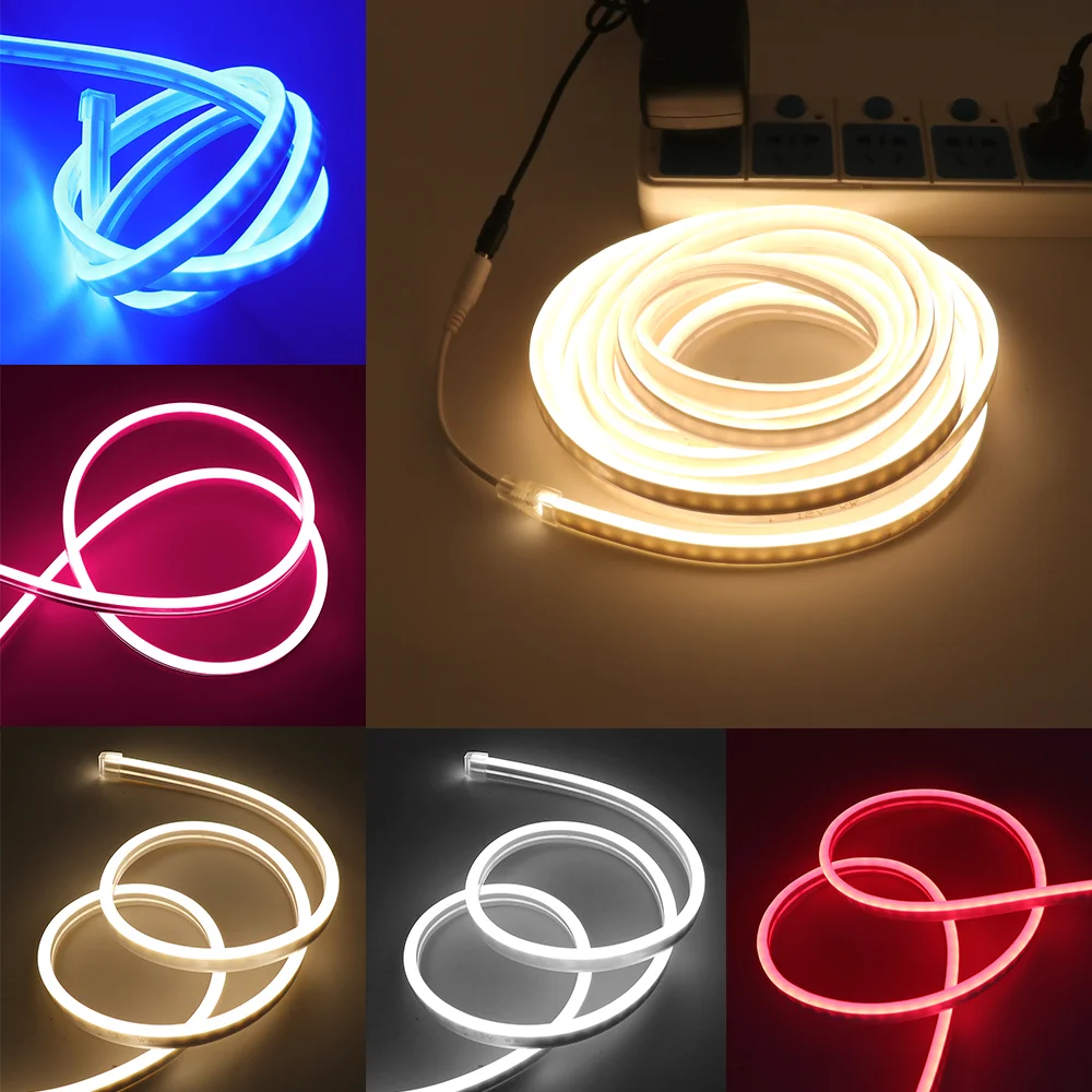 LED Strip 12V 2835 Neon Light Sign 120LEDs/M IP67 Waterproof Flexible Silicone Neon Rope Lights White Warm White DIY Diode Tape