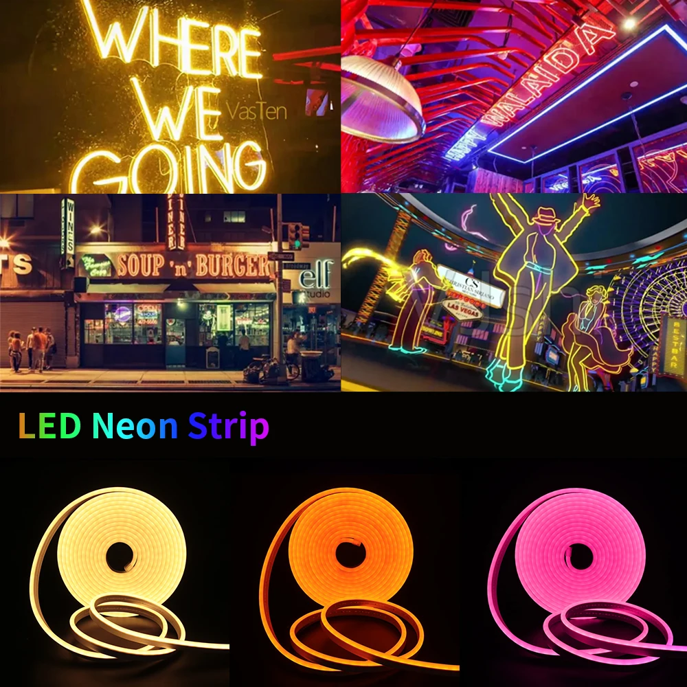 LED Strip 12V 2835 Neon Light Sign 120LEDs/M IP67 Waterproof Flexible Silicone Neon Rope Lights White Warm White DIY Diode Tape