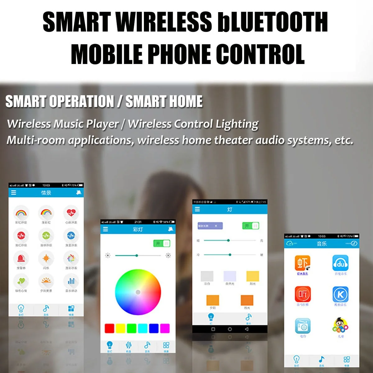 Modern Ceiling Lamps RGB Dimming Home Lighting APP Bluetooth Music Light 52W 36W Smart Ceiling Lights With Remote Control AC220V