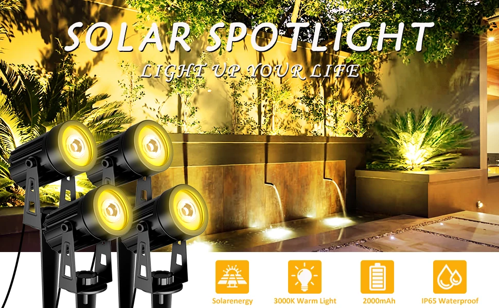3000K/6000K/RGB Solar LED Light Outdoor Solar Spotlight Solar Garden Light Outdoor IP65 Waterproof Solar Power Light Wall Light