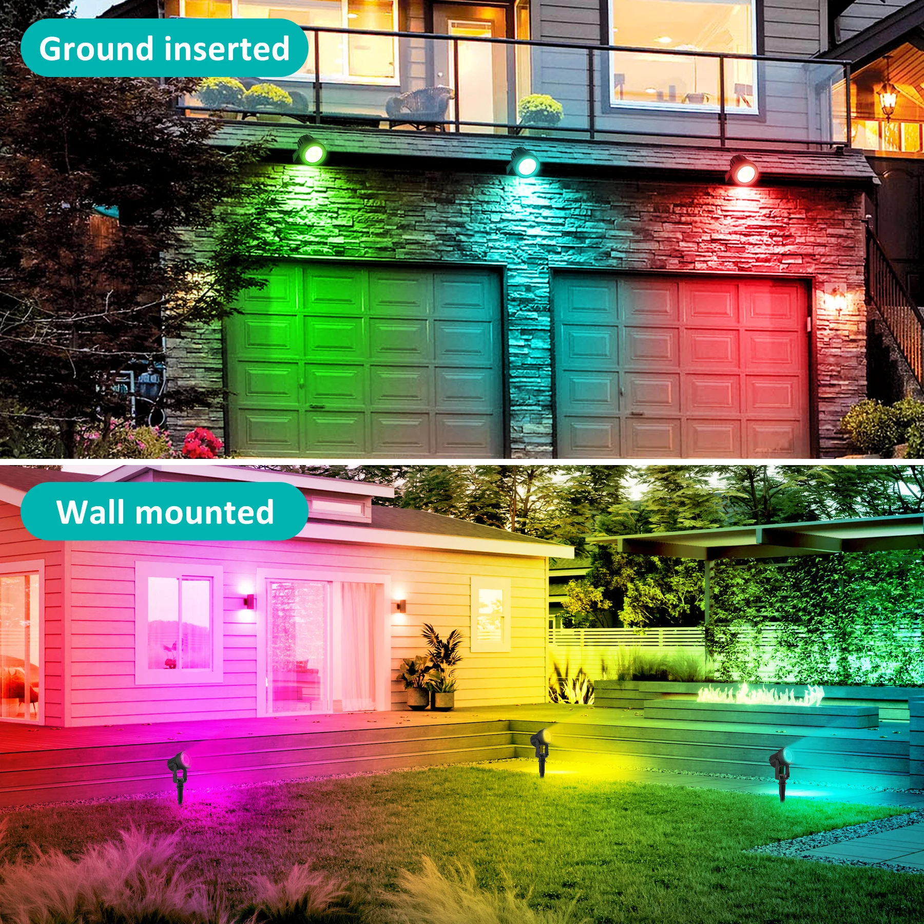 3000K/6000K/RGB Solar LED Light Outdoor Solar Spotlight Solar Garden Light Outdoor IP65 Waterproof Solar Power Light Wall Light