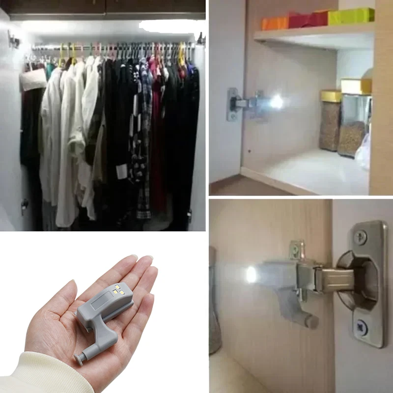 10pcs LED Motion Sensor Light Cupboard Closet Wardrobe Door Inner Hinge Night Lamp Battery Operated for Indoor Lighting