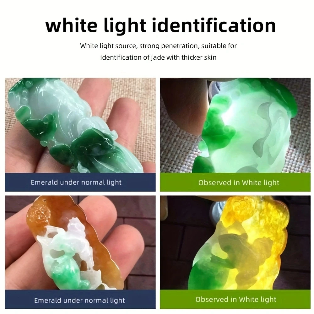 3-in-1 White Yellow UV 365nm LED LCD Flashlight USB Rechargeable Jewelry Jade Stone Pet Stains Marker Ore Money Scorpion Light