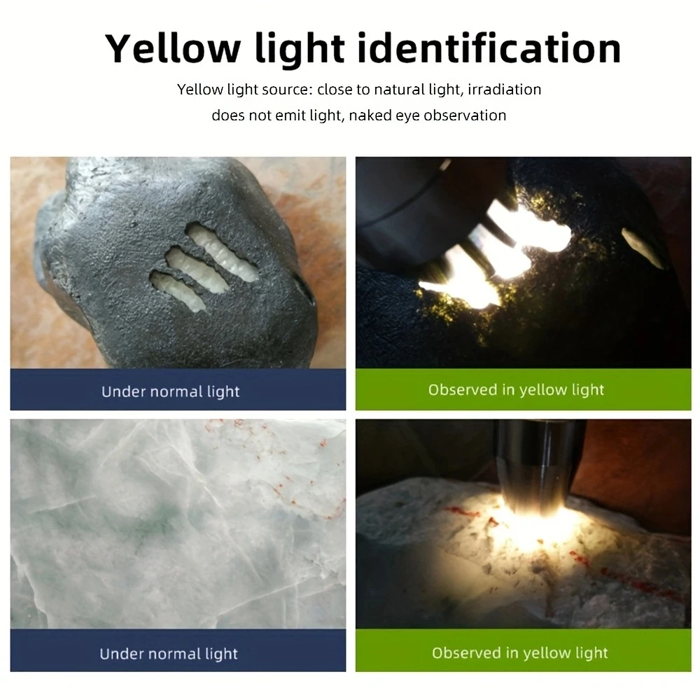 3-in-1 White Yellow UV 365nm LED LCD Flashlight USB Rechargeable Jewelry Jade Stone Pet Stains Marker Ore Money Scorpion Light