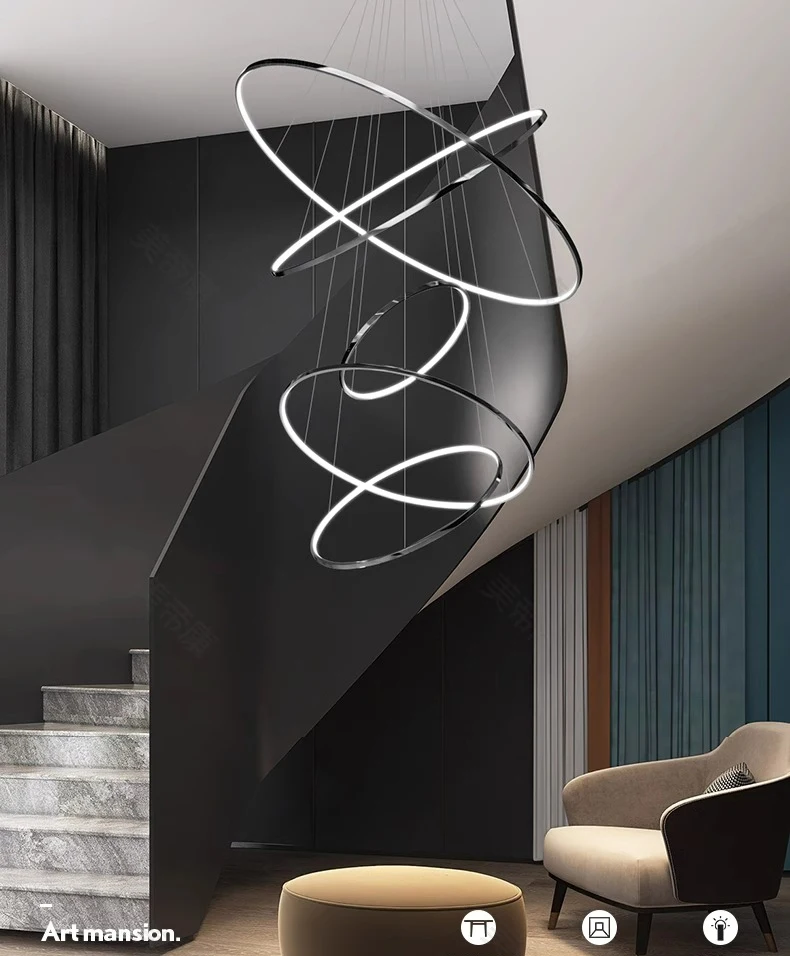 Nordic Home Decoration, Stair Chandelier, Living Room and Dining Room Pendant Lights, Ceiling Light, Indoor Lighting