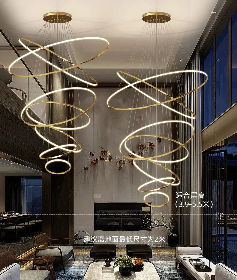 Nordic Home Decoration, Stair Chandelier, Living Room and Dining Room Pendant Lights, Ceiling Light, Indoor Lighting