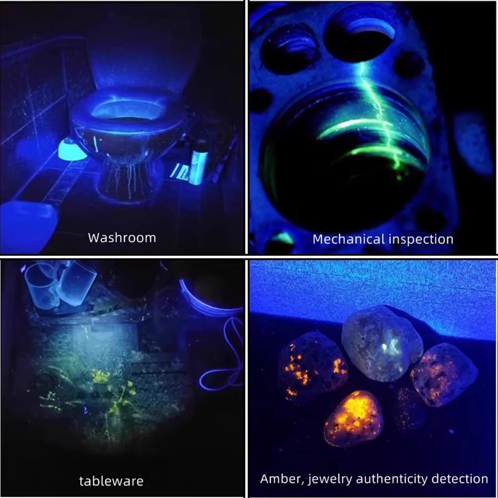 395nm UV Identification Aluminum Alloy Convenient Focusing Purple Light 365nm Aluminum Alloy Flashlight Type-C Charging