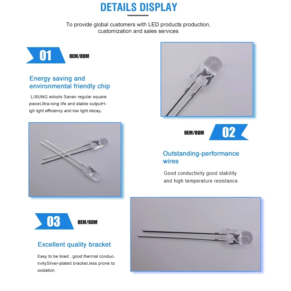 5mm Cyan 490nm Ice Blue 480nm DIP LED Light-Emitting Diode High Luminous DC3.2-3.4V 20mA for Traffic Lights