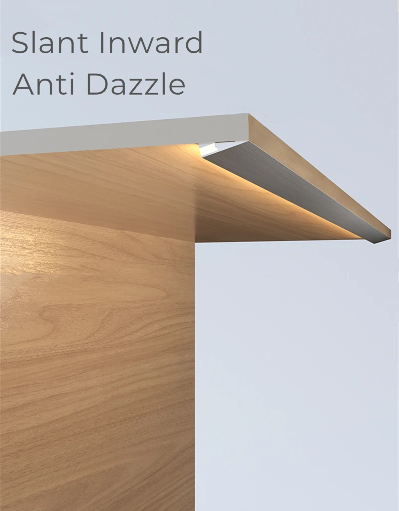 Invisible H7mm LED Oblique Beam Aluminum Profile Surface Mounted Ultra-thin Cabinet Layer Edge Shelf Panel Hard Bar Strip Lights