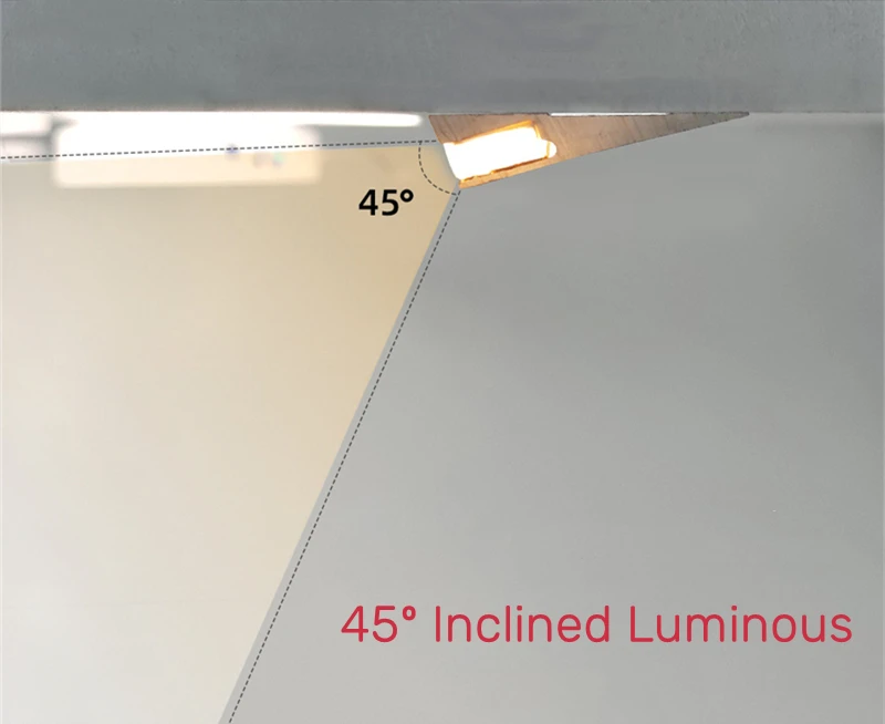 Invisible H7mm LED Oblique Beam Aluminum Profile Surface Mounted Ultra-thin Cabinet Layer Edge Shelf Panel Hard Bar Strip Lights