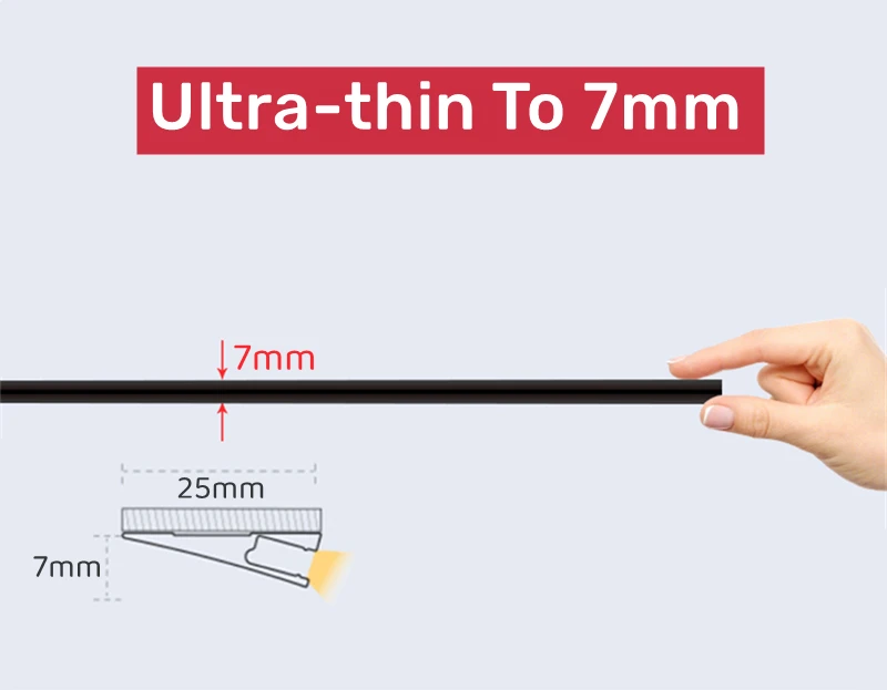 Invisible H7mm LED Oblique Beam Aluminum Profile Surface Mounted Ultra-thin Cabinet Layer Edge Shelf Panel Hard Bar Strip Lights