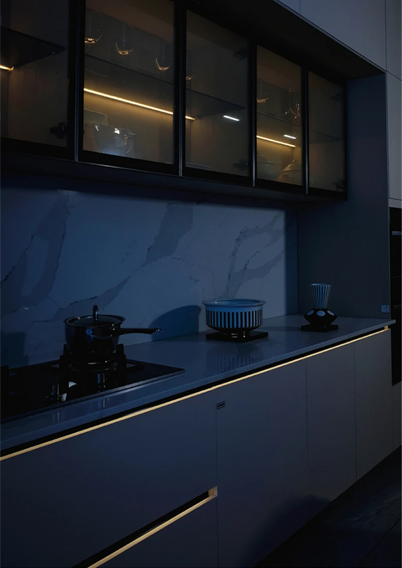 Invisible H7mm LED Oblique Beam Aluminum Profile Surface Mounted Ultra-thin Cabinet Layer Edge Shelf Panel Hard Bar Strip Lights