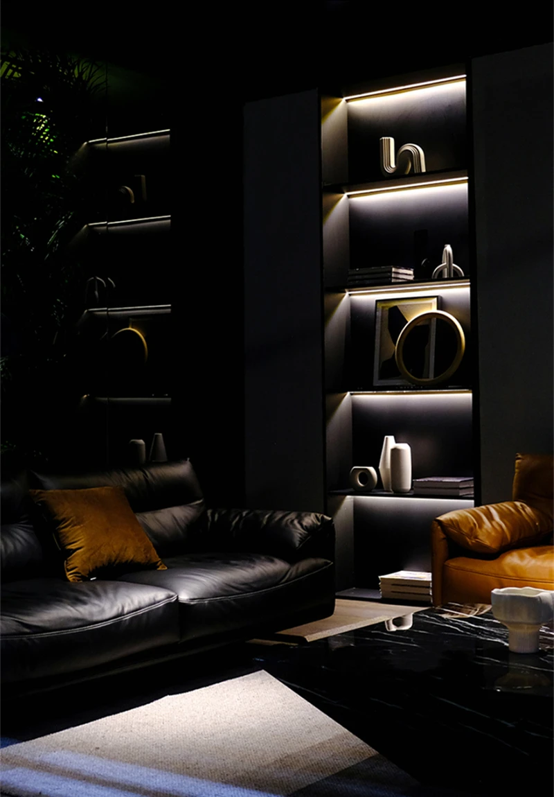Invisible H7mm LED Oblique Beam Aluminum Profile Surface Mounted Ultra-thin Cabinet Layer Edge Shelf Panel Hard Bar Strip Lights