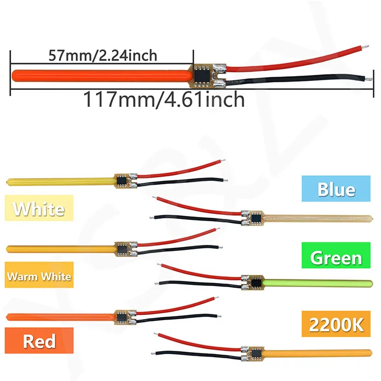 LED COB Meteor Shower Flowing Water Lamp DC3V 117mm LED Filament Diode Incandescent Light Accessories Festival Decor Light DIY