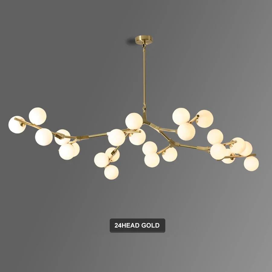 Modern Glass Balls Ceiling Chandeliers Lustre Salon Branch Home Led Hanging Lamp for Living Dining Room Bedroom Lighting Fixture
