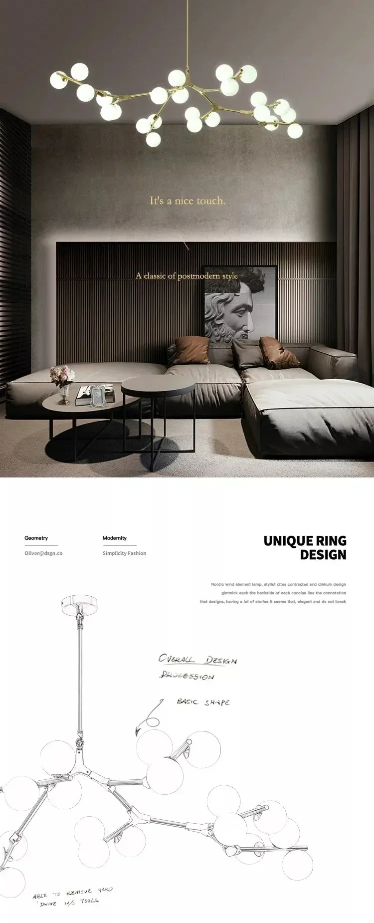 Modern Glass Balls Ceiling Chandeliers Lustre Salon Branch Home Led Hanging Lamp for Living Dining Room Bedroom Lighting Fixture