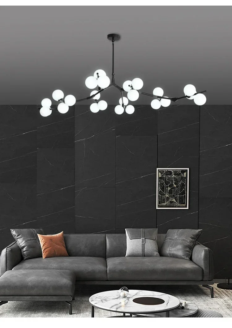 Modern Glass Balls Ceiling Chandeliers Lustre Salon Branch Home Led Hanging Lamp for Living Dining Room Bedroom Lighting Fixture