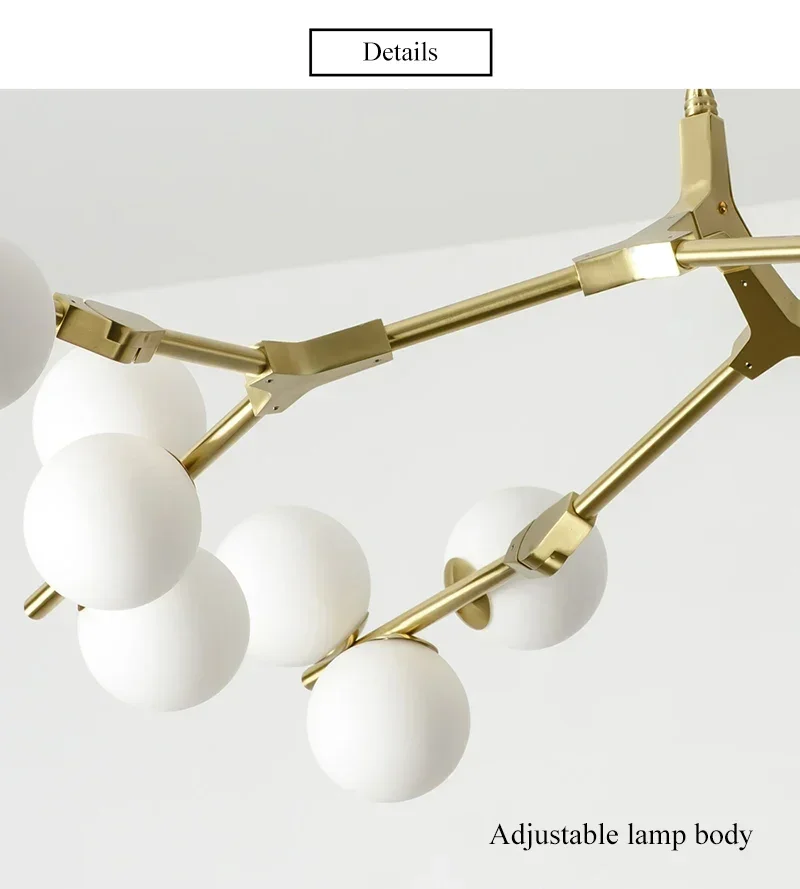 Modern Glass Balls Ceiling Chandeliers Lustre Salon Branch Home Led Hanging Lamp for Living Dining Room Bedroom Lighting Fixture