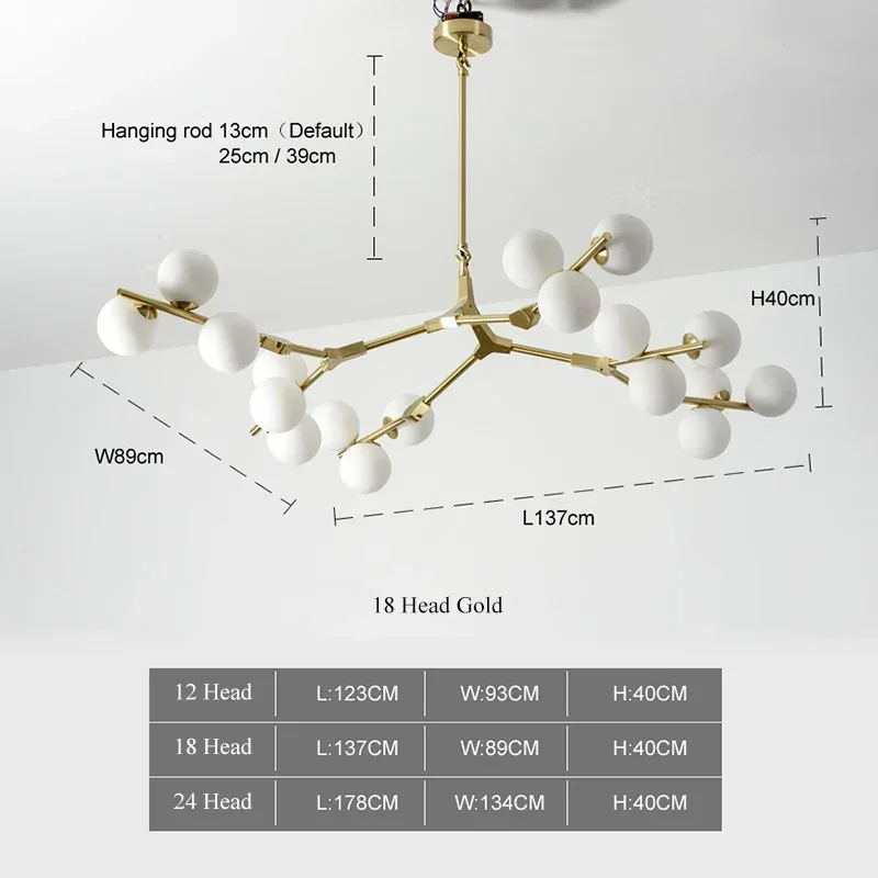 Modern Glass Balls Ceiling Chandeliers Lustre Salon Branch Home Led Hanging Lamp for Living Dining Room Bedroom Lighting Fixture