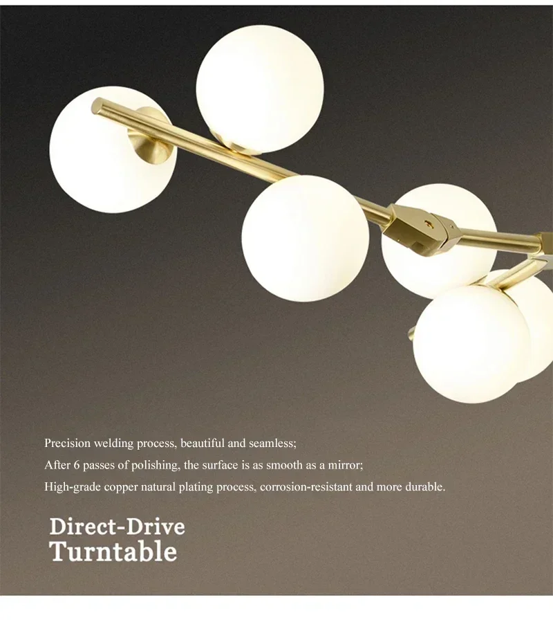 Modern Glass Balls Ceiling Chandeliers Lustre Salon Branch Home Led Hanging Lamp for Living Dining Room Bedroom Lighting Fixture