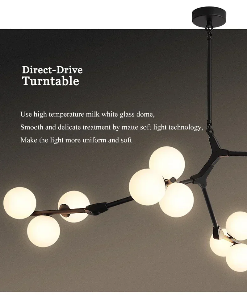 Modern Glass Balls Ceiling Chandeliers Lustre Salon Branch Home Led Hanging Lamp for Living Dining Room Bedroom Lighting Fixture