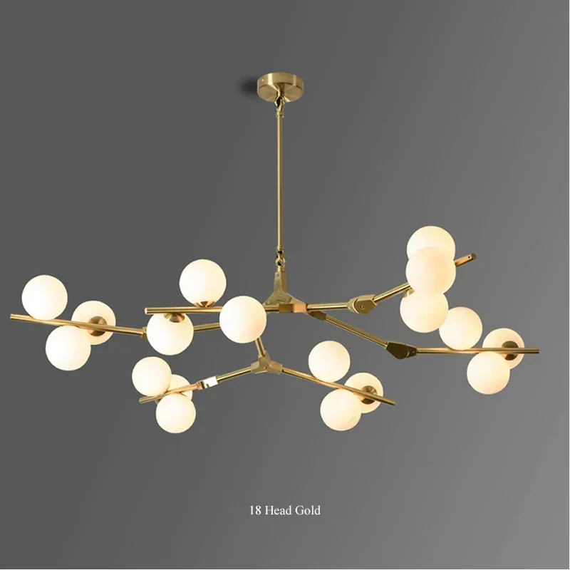 Modern Glass Balls Ceiling Chandeliers Lustre Salon Branch Home Led Hanging Lamp for Living Dining Room Bedroom Lighting Fixture