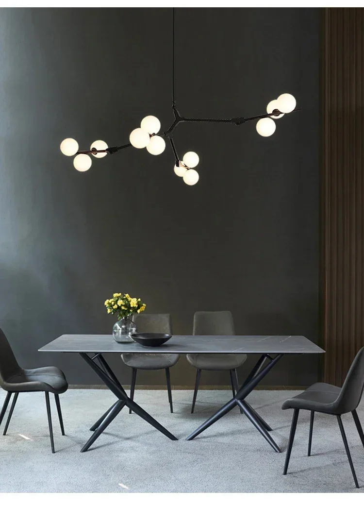 Modern Glass Balls Ceiling Chandeliers Lustre Salon Branch Home Led Hanging Lamp for Living Dining Room Bedroom Lighting Fixture