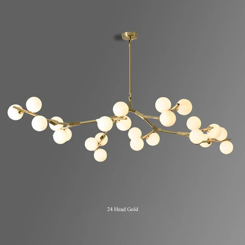 Modern Glass Balls Ceiling Chandeliers Lustre Salon Branch Home Led Hanging Lamp for Living Dining Room Bedroom Lighting Fixture