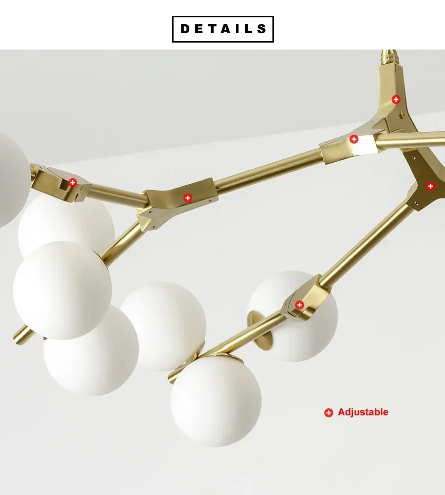 Modern Glass Balls Ceiling Chandeliers Lustre Salon Branch Home Led Hanging Lamp for Living Dining Room Bedroom Lighting Fixture