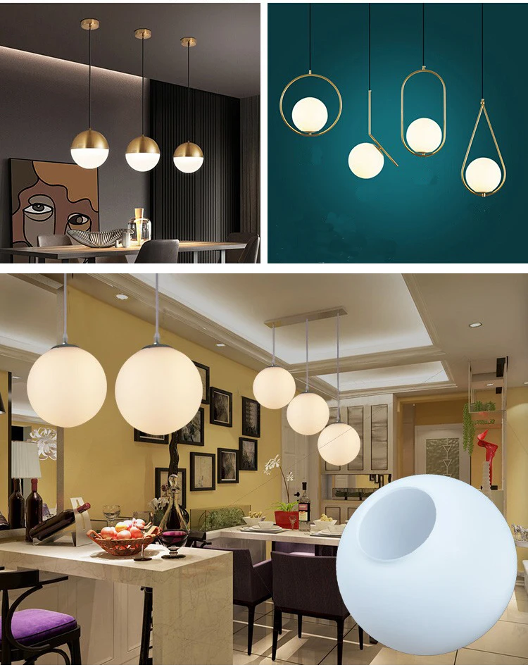 White Glass Lamp Shade, Milky Globe Lampshades Fitting Lamp, D10cm D12cm D15cm D20cm D25cm Round Light Cover, Pantalla Lampara