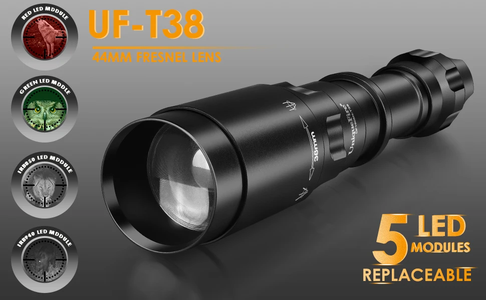 UniqueFire 1605 T38 Vcsel940 Vcsel850 IR LED FlashLight Dimmer Swtich Indicator USB C Rechargeable 18650 Torch Max.1500 Meters