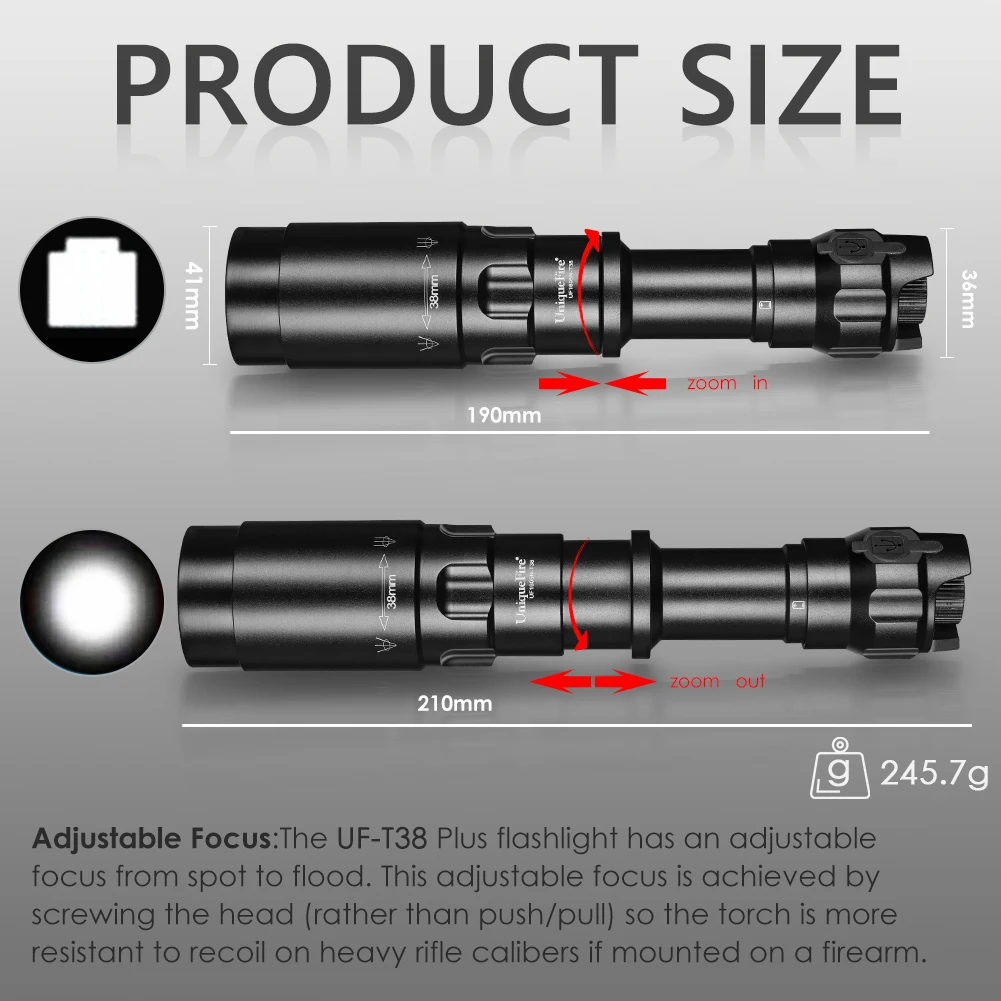 UniqueFire 1605 T38 Vcsel940 Vcsel850 IR LED FlashLight Dimmer Swtich Indicator USB C Rechargeable 18650 Torch Max.1500 Meters