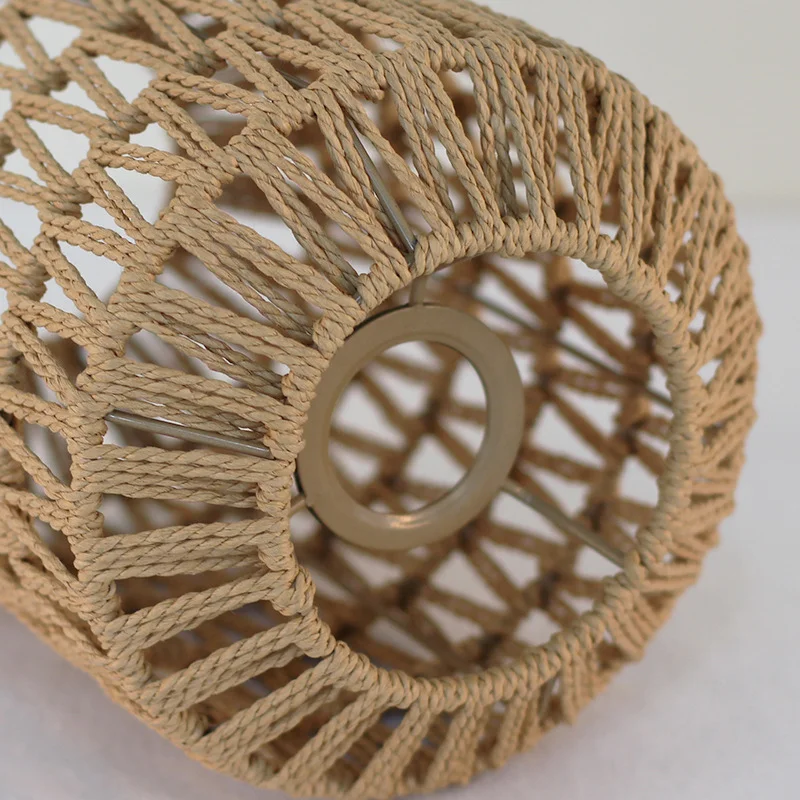 Decoration  Hand-woven Retro Paper-rope Lampshade Chandelier Rattan Light Cover For Cofe , Home, Hotel