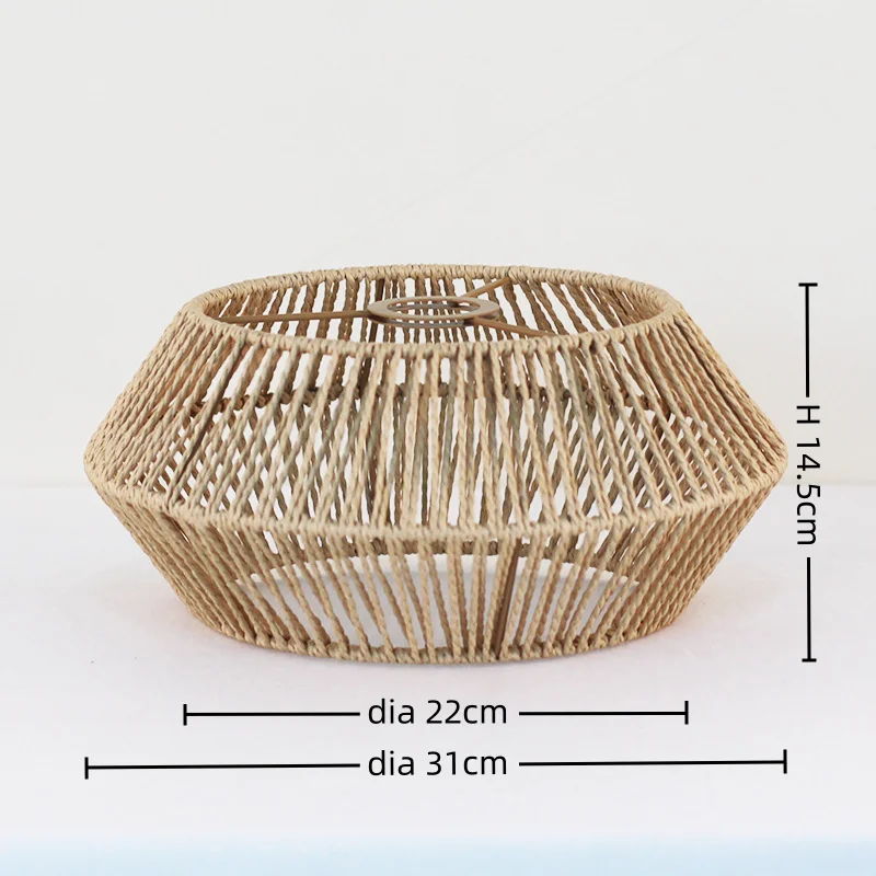 Decoration  Hand-woven Retro Paper-rope Lampshade Chandelier Rattan Light Cover For Cofe , Home, Hotel