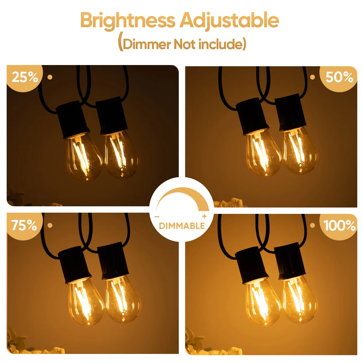 Plastics S14 Led Bulb E27 220V E26 110V Dimmer 2W Warm White Shatterproof Outdoor Vintage For String Light Garden Decoration