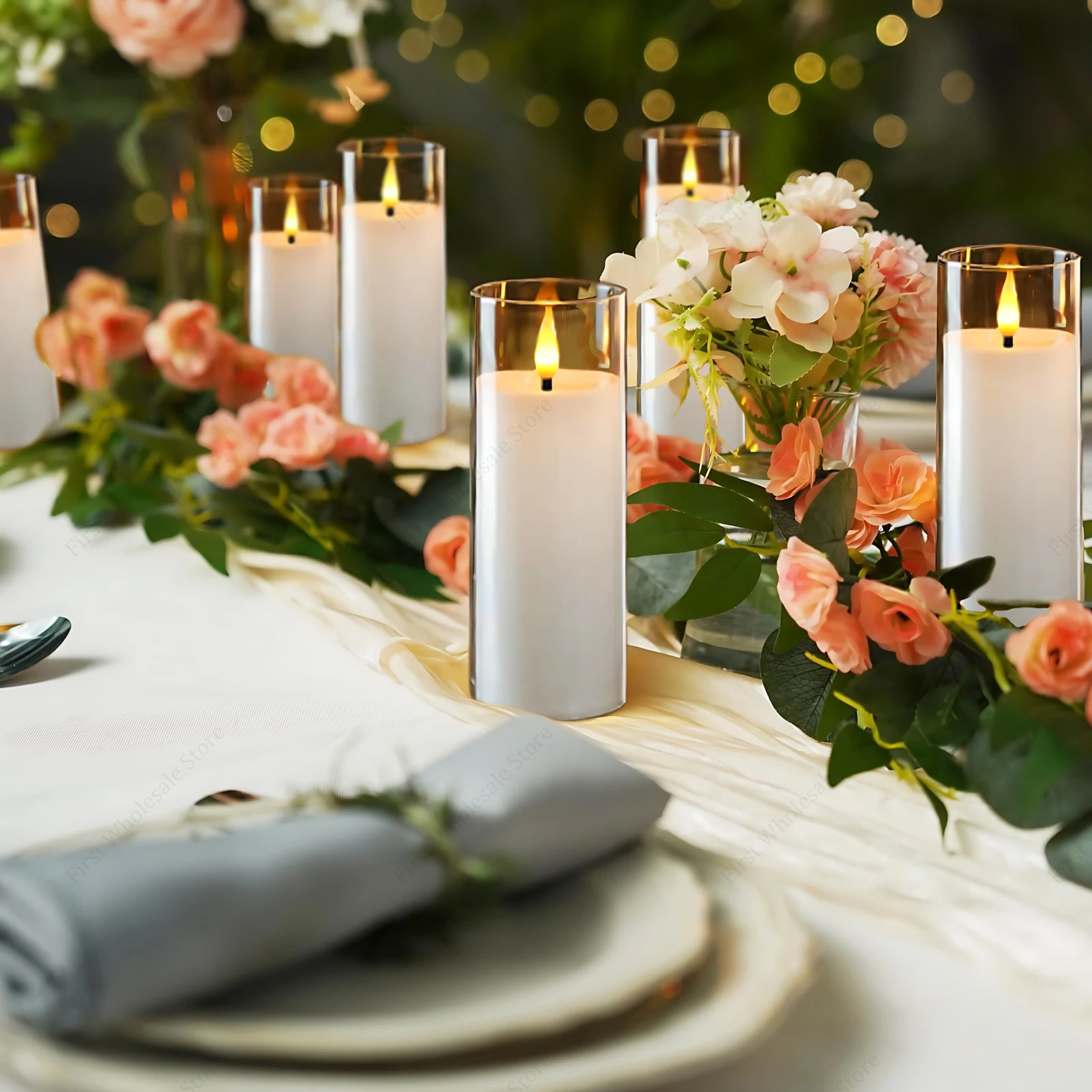 5-120PCS Flameless Candles Decoration Wedding Led Candles Artificial Electronic Candle Battery Candlelight Concert Acrylic Cup