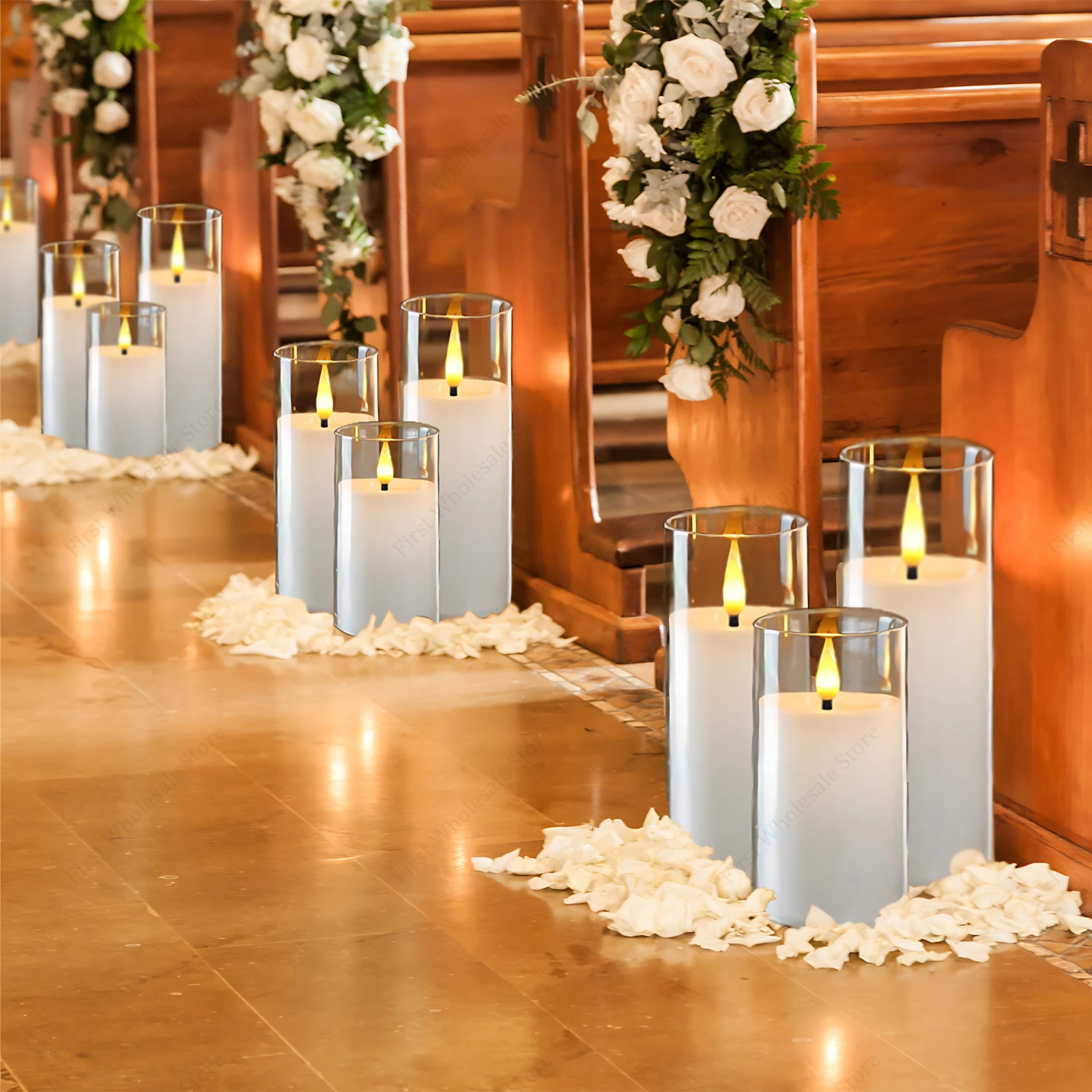 5-120PCS Flameless Candles Decoration Wedding Led Candles Artificial Electronic Candle Battery Candlelight Concert Acrylic Cup