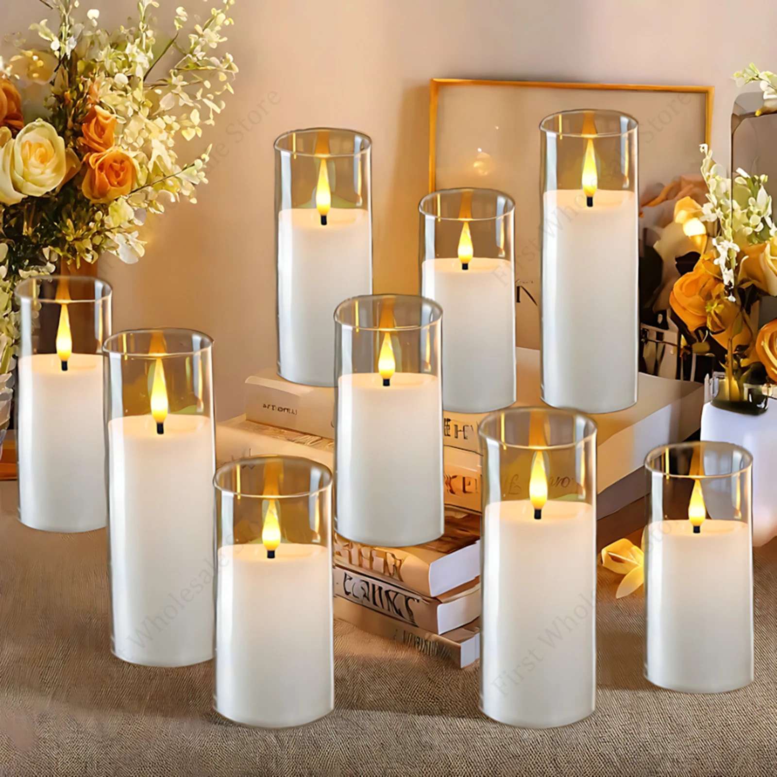 5-120PCS Flameless Candles Decoration Wedding Led Candles Artificial Electronic Candle Battery Candlelight Concert Acrylic Cup