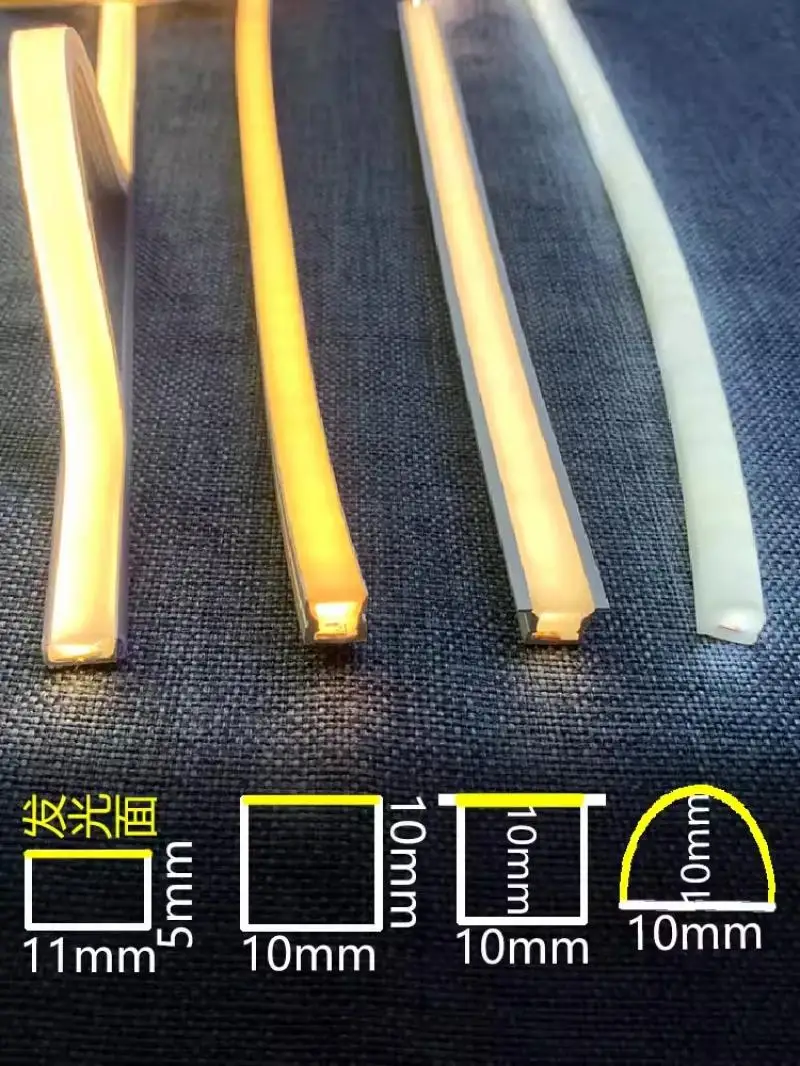 Narrow Silicon Gel LED Neon Tube Rope Lamp Flexible Linear Silicone Diffuser Channel Waterproof Cabinet Closet Car Decor Light