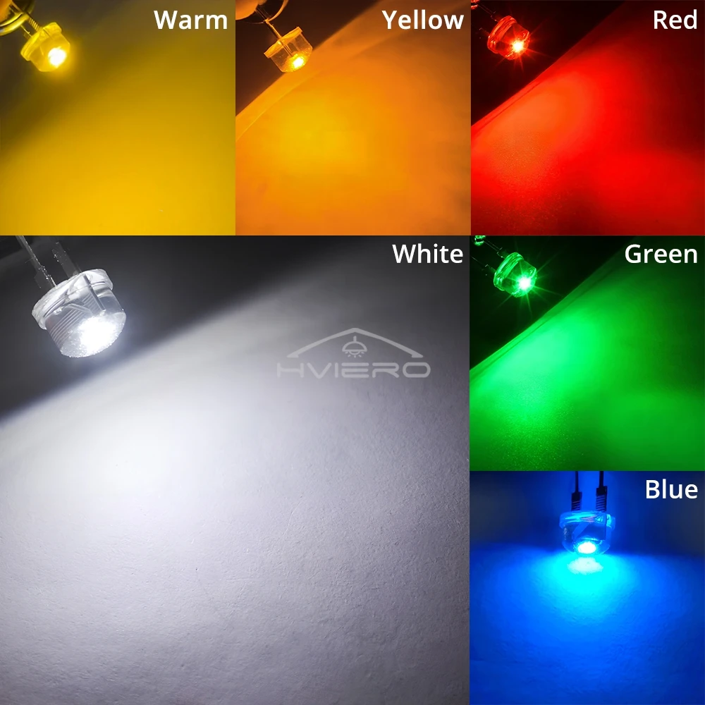 50Pcs 8mm Super Bright Diode Led Lamp Bead LED Power Bulb White Red Yellow Blue Green Emitting Light Decoration Atmosphere Neon