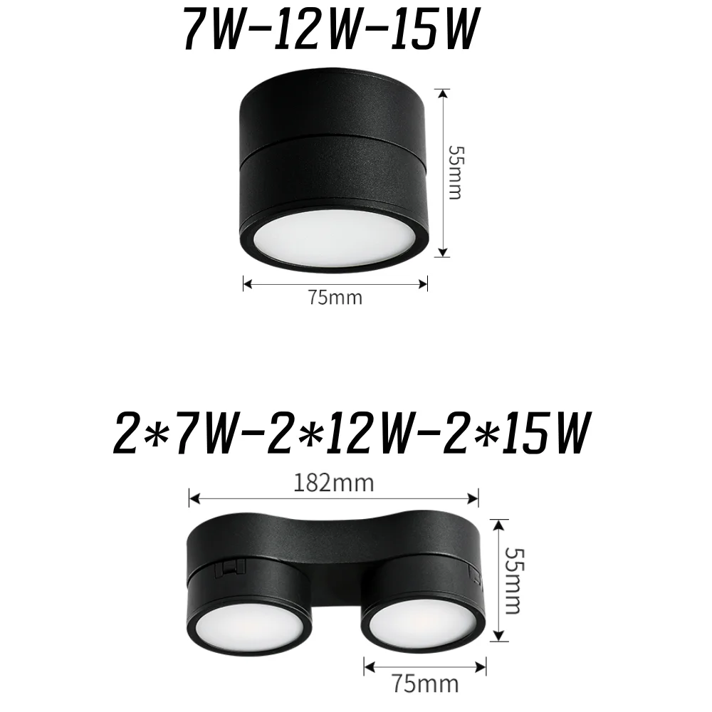 LED Circular Downlight SMD COB Spotlight Ceiling Light 7W 12W 15W 14W 24W 30W Dimmable Anti-glare 1-2 Head 85-265V Home Business