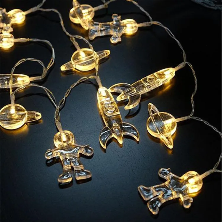 10leds Astronaut Rocket Planet Fairy Light Garland Battery Powered LED Galaxy String Light for Children Christmas Party Decor