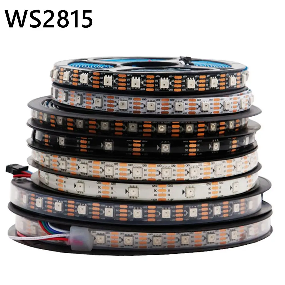 WS2811 WS2812B WS2813 WS2815 5050RGB LED Strip Lights Individually Addressable 30/60/144Pixels/Leds/m Black /White PCB DC5V/12V