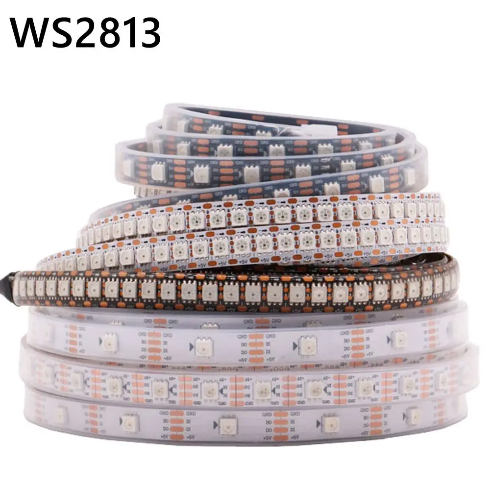 WS2811 WS2812B WS2813 WS2815 5050RGB LED Strip Lights Individually Addressable 30/60/144Pixels/Leds/m Black /White PCB DC5V/12V