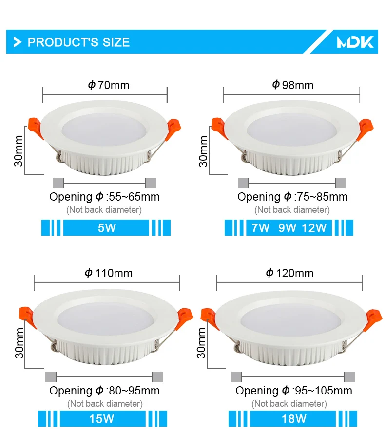 AC220V LED Downlight Thick Aluminum 5W 7W 9W 12W 15W 18W 24W 110V Recessed Spot Lighting Bedroom Kitchen Indoor Down Light Lamp