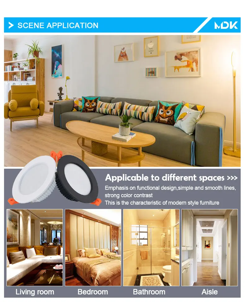 AC220V LED Downlight Thick Aluminum 5W 7W 9W 12W 15W 18W 24W 110V Recessed Spot Lighting Bedroom Kitchen Indoor Down Light Lamp