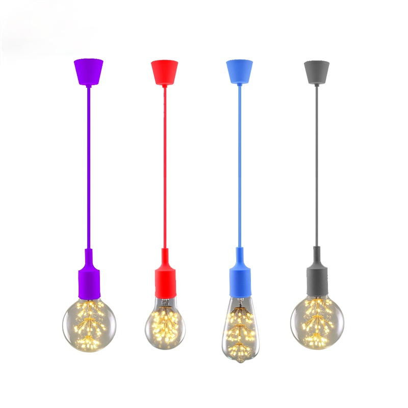 Home Living Room Decoration E27 Chandelier Base Bulb Holder Color Silicone Chandelier with Wire DIY LED Chandelier Ceiling Lamp