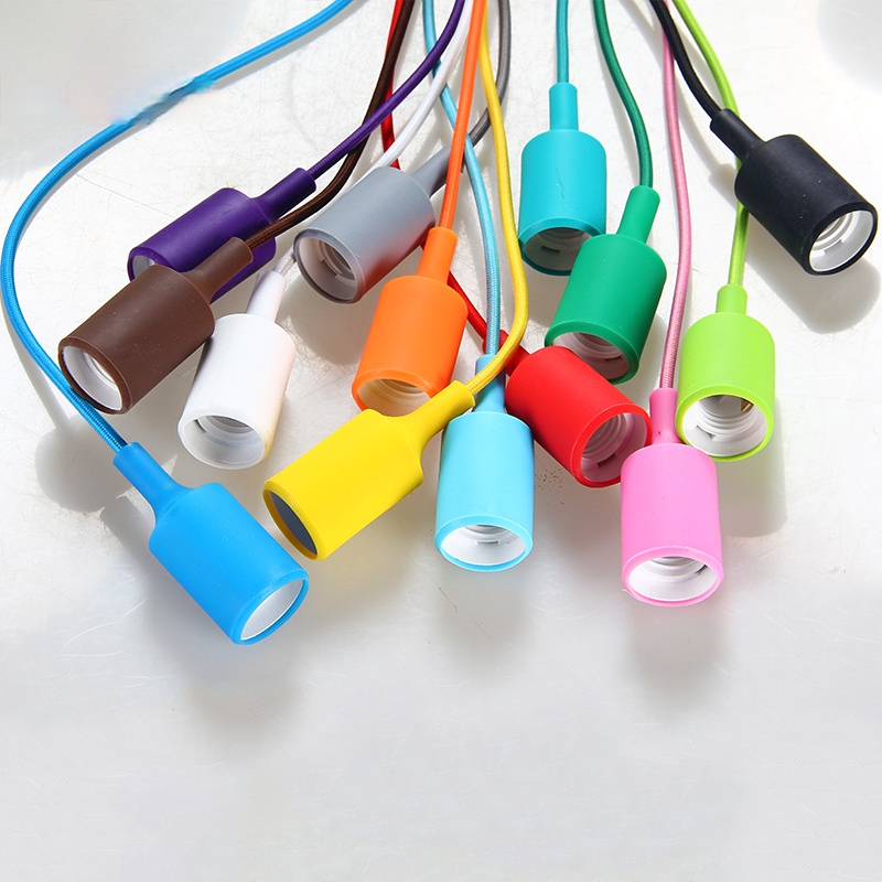 Home Living Room Decoration E27 Chandelier Base Bulb Holder Color Silicone Chandelier with Wire DIY LED Chandelier Ceiling Lamp